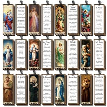 Imagem de Wxiben Conjunto de marcadores católicos para presentes, 120 peças, marcadores de livros religiosos cristãos, versículo bíblico, marcadores de livro santos Jesus, presentes de oração para mulheres