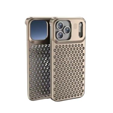 Imagem de SNIDII Capa de aromaterapia para iPhone 17 Pro Max com liga de alumínio, malha metálica, capa respirável, antiarranhões, antiqueda (cinza Tai)