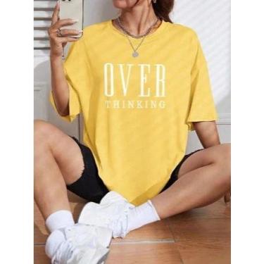 Imagem de Camiseta Feminina Oversized Over Thinking estilo de Rua Largo Academia