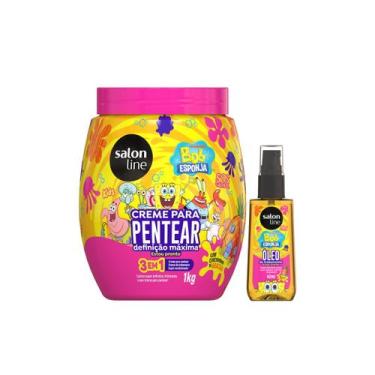 Imagem de Kit Salon Line S.O.S Cachos Kids Bob Esponja Cr.Pentear 1kg+Óleo 42ml