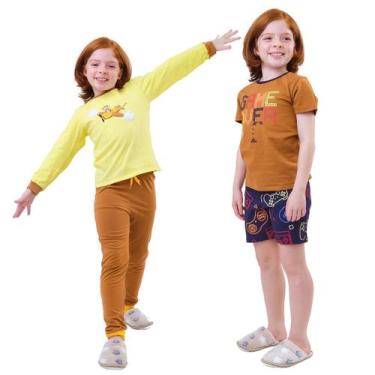 Imagem de Kit 2 Conjuntos Pijama Infantil para Meninos ou Meninas 1 Inverno Meia
