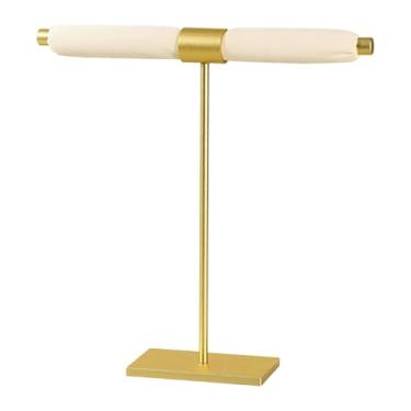 Imagem de KiBcsLic Suporte multifuncional para anéis com base de metal, organizador de joias, expositor de anéis para pulseiras, ideal para penteadeira, balcão ou loja, Bege