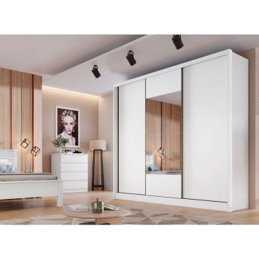 Imagem de Guarda Roupa 3 Portas de Correr 6 Gavetas C/ Espelho Arezzo Novo Horizonte