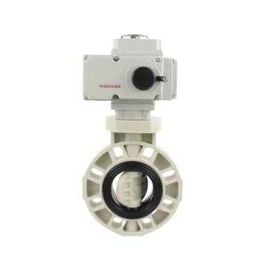 Imagem de DN50 2 polegadas DN65 DN80 DN100 10.2 cm válvula borboleta elétrica resistente a ácidos e álcalis (DN100, PPH Valve Material_24V)