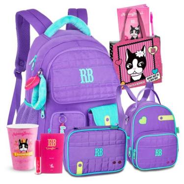Imagem de Kit Mochila Rebecca Bonbon Pelúcia Costas Lancheira Estojo, RB26239 Ro