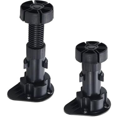 Imagem de LC LICTOP Niveladores de armário ajustáveis, faixa de altura de 9 a 12 cm, pernas niveladoras de móveis, pés de nivelamento de plástico preto para prateleiras de mesa de armário de cozinha, mesas de