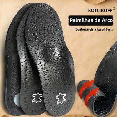 Imagem de Palmilhas Ortopédicas De Couro Com Suporte Para Arco Alto Para Pés Pla