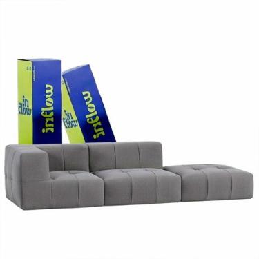 Imagem de Sofá Modular Na Caixa Boucle 2 Lugares Com 1 Braço 1 Chaise - Inflow S