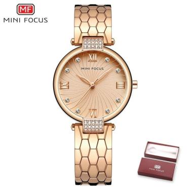 Imagem de Relógio De Quartzo Feminino Mini Focus Mf0186l à Prova D'água Ouro Rose