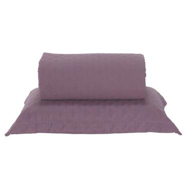 Imagem de Kit Cobre Leito Milão Solteiro 2 Peças 100% Poliéster - Rose Cassis / Branco