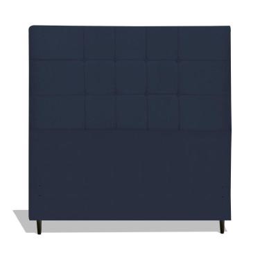 Imagem de Cabeceira Estofada Box Casal Queen Size Encosto Para Cama Maveric 164x126 Cm Azul Marinho