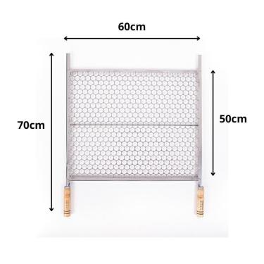 Imagem de Grelha Inox Moeda Para Churrasco 60X50 Cabo De Madeira