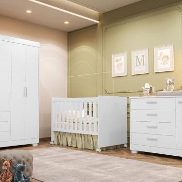 Imagem de Quarto Completo Zaki com Berço 3 em 1 Katatau Branco Fosco
