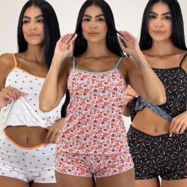 Imagem de Kit 3 Baby Doll Feminino Luxuoso Roupa De Dormi Confortavél Revenda - 