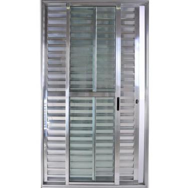 Imagem de Porta de Alumínio de Correr Balcão 3 Folhas 2,10 x 1,50 Linha 25 C/Cha