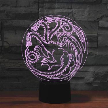 Imagem de Lâmpada 3D Three Dragons Touch com controle remoto recarregável