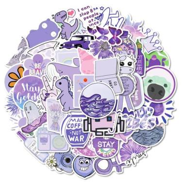 Imagem de Pacote de adesivos, grafite roxo, 50 unidades de vinil fofo de desenho