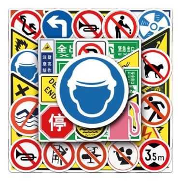 Imagem de Conjunto de adesivos, aviso e cuidado: 50 peças, sinais de segurança e