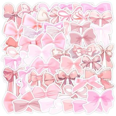 Imagem de Pacote de adesivos Pink Bow, 50 unidades, decalques de vinil à prova d