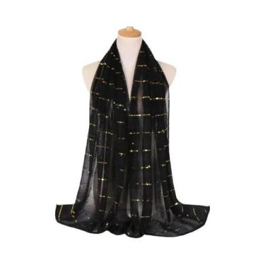 Imagem de Cachecol Feminino Elegante Leve Com Lurex E Glitter, Xale Brilhante Co