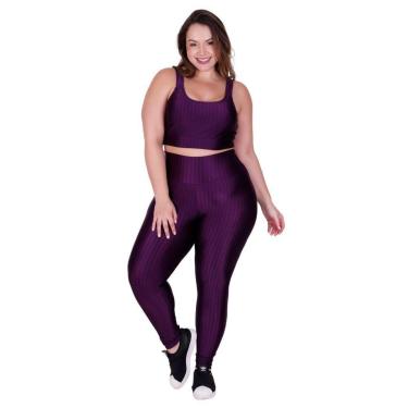 Imagem de Conjunto Fitness Plus Size Top com Bojo Removível e Legging Cintura Alta 3D Feminino Terra e Mar-Feminino