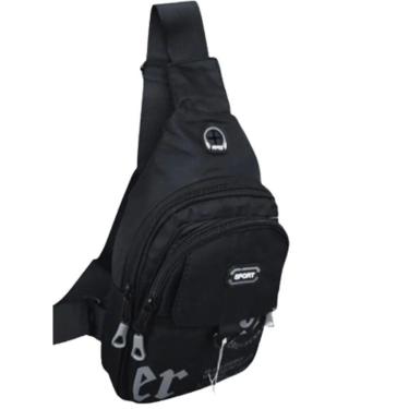 Imagem de Bolsa Mochila Bag Transversal Pochete Alça única Saída Usb Preto