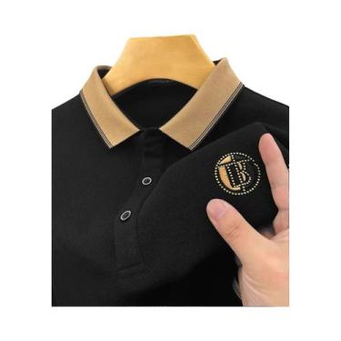 Imagem de Camisa Polo Masculina De Verão Em Seda Gelada Respirável Com Manga Cur