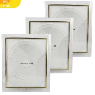 Imagem de Kit 3 Porta Retrato 20x25 Dourado Prateado Moldura Grande - Rio Master