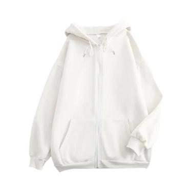 Imagem de Moletom Masculino Com Zíper, Cor Sólida, Manga Longa, Casual, Solto, E