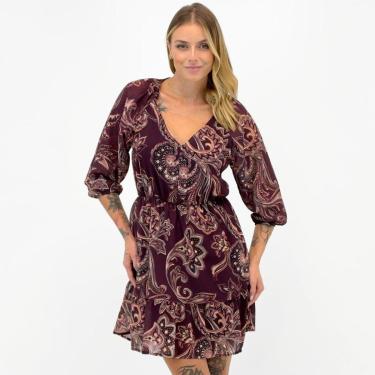 Imagem de Vestido Doce Trama Curto Estampado Manga 3/4 Feminino-Feminino