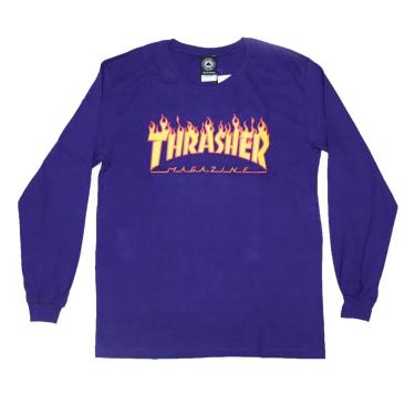 Imagem de Camiseta Manga Longa Thrasher Magazine Flame Logo - Roxo-Masculino
