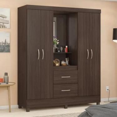 Imagem de Guarda-Roupa Solteiro 4 Portas Bater 2 Gavetas Capelinha Lord Demobile