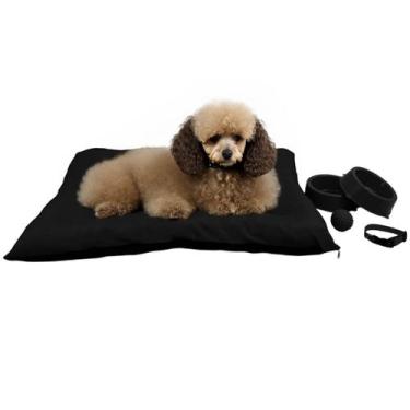 Imagem de Kit Colchonete Pet Médio com Comedouro Coleira Bolinha Fofos - Supri P