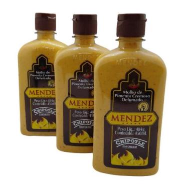 Imagem de Kit Molho Pimenta Mendez 450ml 03 Cremosa Defumada Chipotle