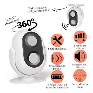 Imagem de Sensor Detector De Presença Campainha Com Anunciador Sonoro - B-max