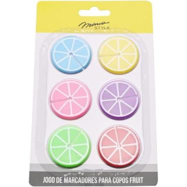 Imagem de Jogo Marcadores Silicone Fruit Color Para Copos 6 Peças - Mimo Style