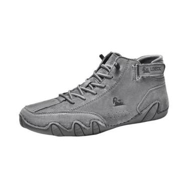 Imagem de Botas casuais masculinas de motocicleta, tênis alto impermeável, calça