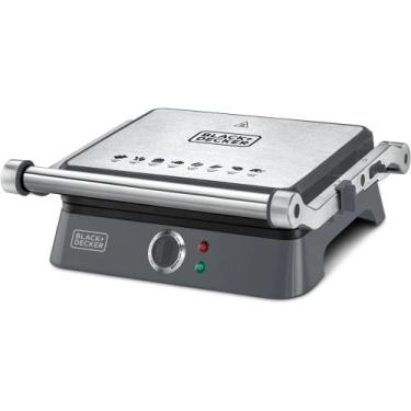 Imagem de Grill Elétrico G1400-B2 Com Abertura 180 Black+Decker, Cinza e Inox, 1