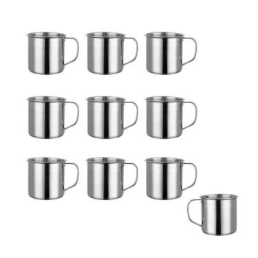 Imagem de Caneca Mini Pequena Xicara Aço Inox Cafe Cha 150ml 10un - CASACHA