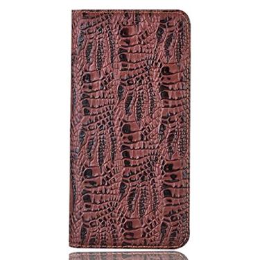 Imagem de Capa carteira para Google Pixel 6/6 Pro, em relevo com patas de crocodilo de couro genuíno capa carteira magnética com suporte para cartão de suporte, marrom, 6 de 16,3 cm