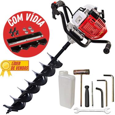 Imagem de Perfurador de Solo Profissional Kawashima ED243BD á Gasolina 43cc 2 Tempos, Robusto e Resistente Com Broca 150x800mm