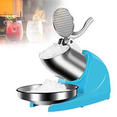 Imagem de Triturador de gelo portátil elétrico, máquina de barbear gelo elétrico 380w com 3 lâminas de aço inoxidável, espessura ajustável, triturador de cubo de gelo 1500r/min para preservação de alimentos, loja de gelo raspada (azul)