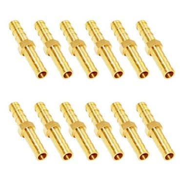 Imagem de JoyTube Metais de encaixe de farpa de mangueira de latão, emendador de emenda, mangueira de farpa de 1/4" União Combustível Gás Água Ar (pacote com 12)