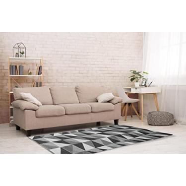 Imagem de Tapete Sala/Quarto Coleção Miami 100% Antiderrapante Jacquard Rústico - Preto/Cinza (1,32M X 3,00M)