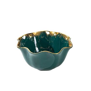 Imagem de Tigela de salada de frutas louça de cerâmica tigela de sobremesa criativa tigela de sopa quente doméstica (cor: verde, tamanho: L/1200ml)