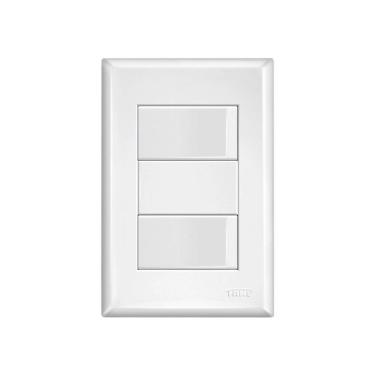 Imagem de Interruptor Simples Duplo Fame Evidence com Placa 4x2 Branco 