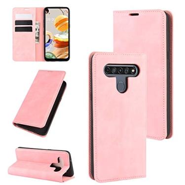 Imagem de HONGYAN Capa de telefone Para LG K61 Retro-skin Business Magnetic Suction Leather Case com suporte e slots de cartão e carteira Capa protetora