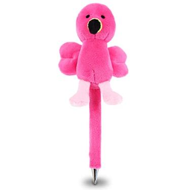 Imagem de DolliBu Caneta de pelúcia flamingo – Brinquedo de caneta de pelúcia fofo e macio, caneta de escrita exclusiva para artigos de papelaria, acessórios de decoração de mesa para crianças e adultos