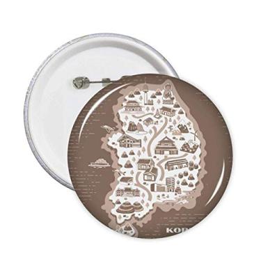 Imagem de Broche de mapa coreano Seul e Busan com emblema de botão para decoração, 5 peças