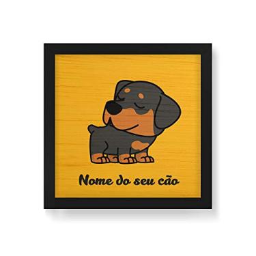 Imagem de Arte Maníacos Quadro Decorativo em Madeira Rottweiler Comic - 30x30cm (Moldura caixa em laca preta)